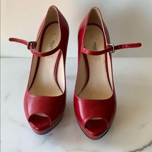 Prada Ruby  4 1/2 inch stacked stilettos size 37/7